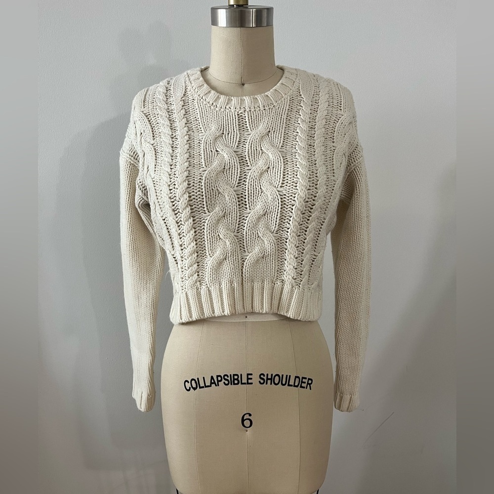 Cropped Cable Knit Sweater